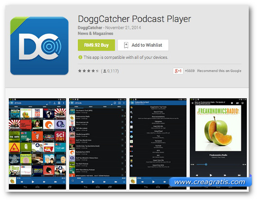 Schermate dell'app DoggCatcher Podcast per Android