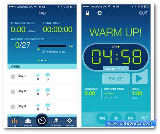 Schermate dell'app Couch to 5K