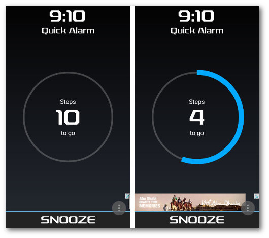 Schermate dell'app Walk Me Up! Alarm Clock per Android