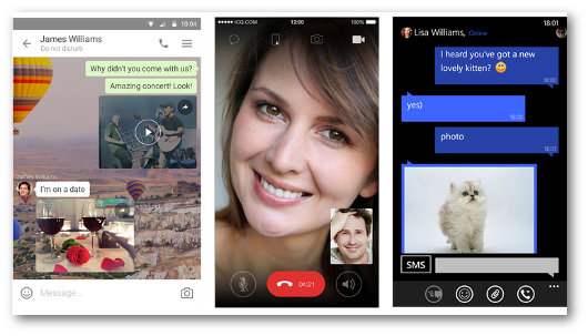 Schermate dell'app ICQ Messenger per telefonare gratis