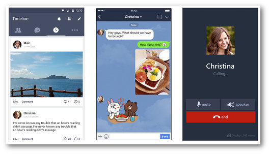 Schermate dell'app LINE per telefonare gratis