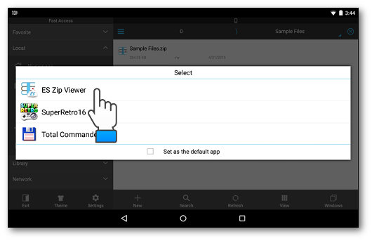 Selezionare l'app ES ZIP Viewer