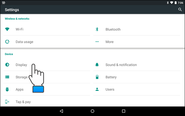 Schermata delle impostazioni di Android