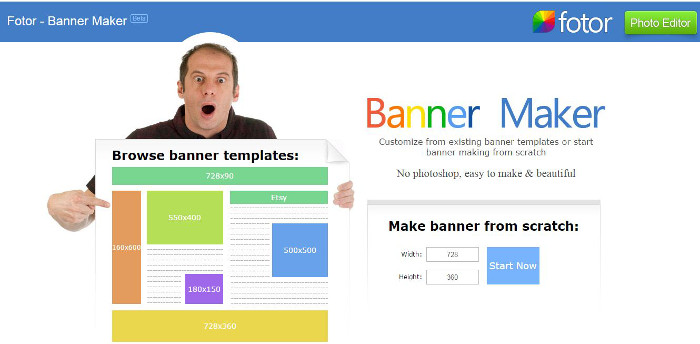 Immagine del sito Fotor – Banner Maker