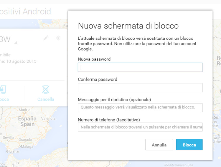 Bloccare un telefono Android a distanza