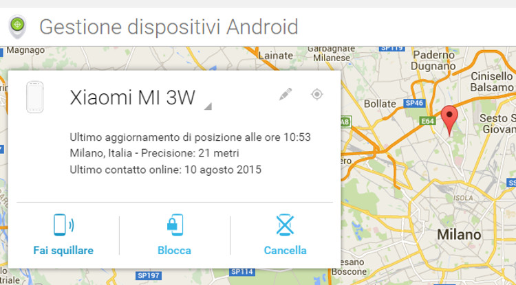 Posizione del telefono Android