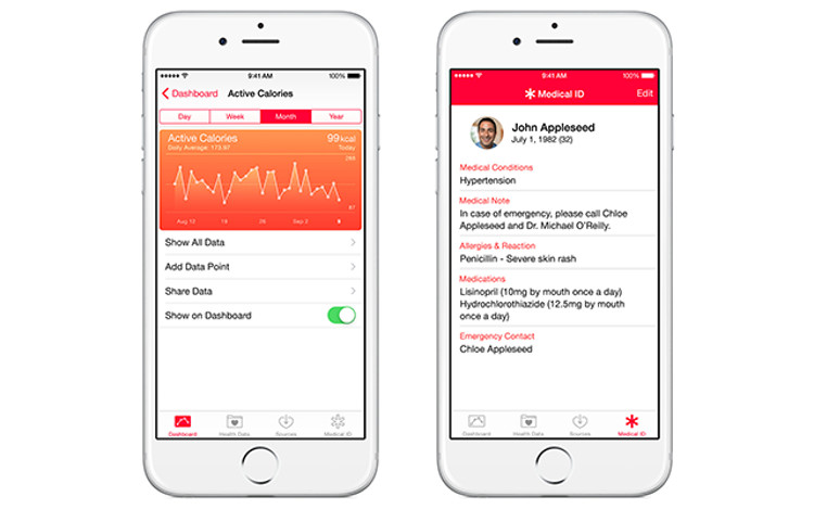 Скриншоты приложения Health для iPhone