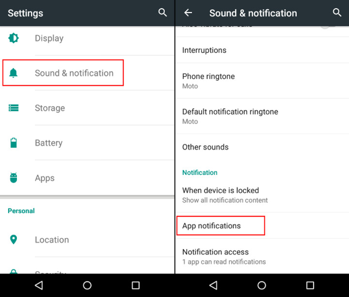 Schermata delle notifiche di Android Lollipop 5