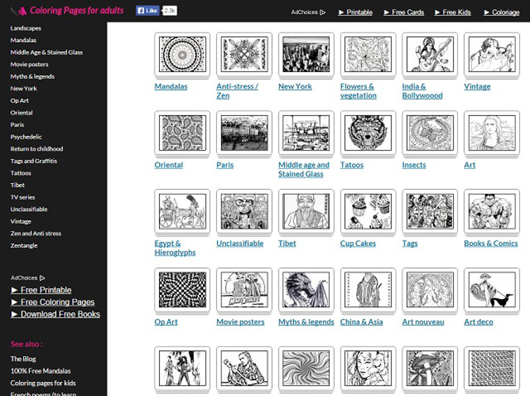 Immagine del sito Coloring Pages for Adults con disegni da colorare per adulti 