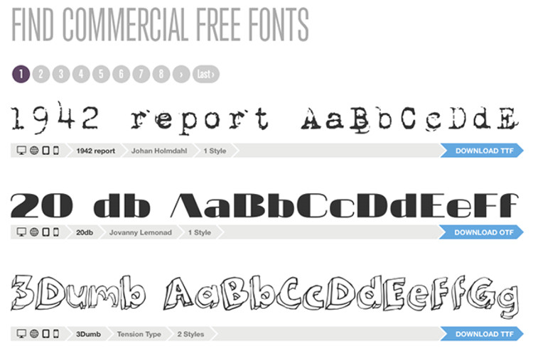 Immagine del sito Font Squirrel per scaricare font gratis