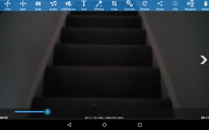Schermata del video editor AndroVid per Android