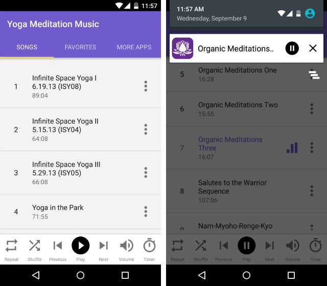 Schermata dell'app Yoga Musica Rilassante per Android