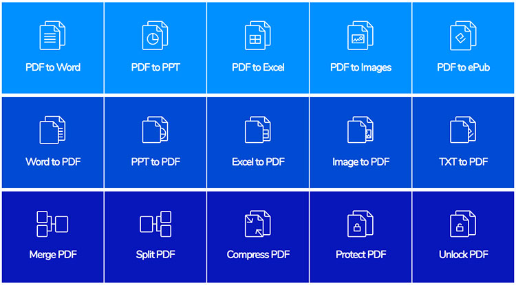 Schermata principale del sito di Hipdf