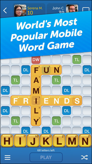 Schermata del gioco Words With Friends per iPhone