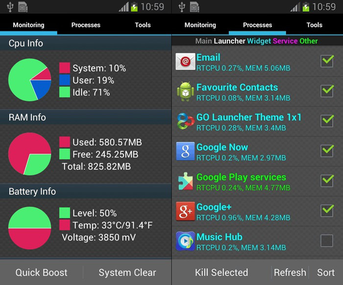 Schermate dell'app Android Assistant