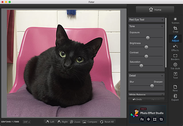 Interfaccia del programma Fotor per Mac