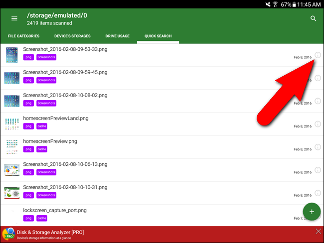 Accesso ai dettagli di ogni singolo file