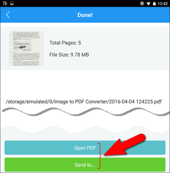 Pulsanti per aprire o inviare il file PDF creato