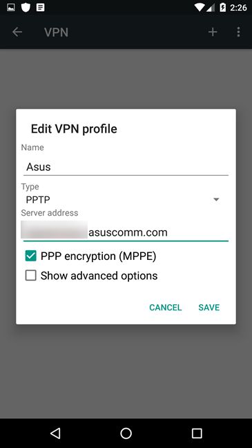 Connettersi ad una rete VPN su Android - Edit VPN