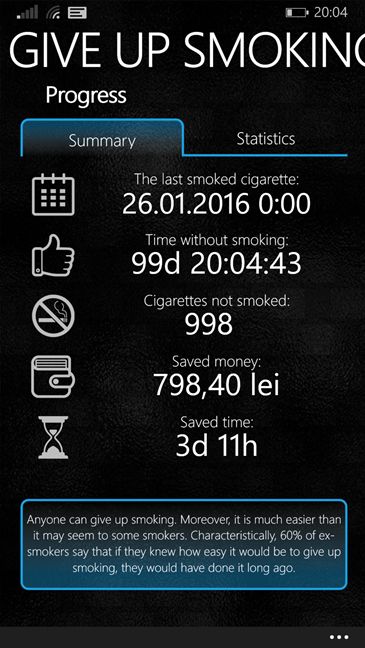 Smettere di fumare con l'App Give Up Smoking