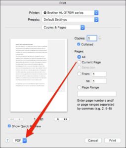 Come Creare un File PDF su Mac - Schermata Stampa