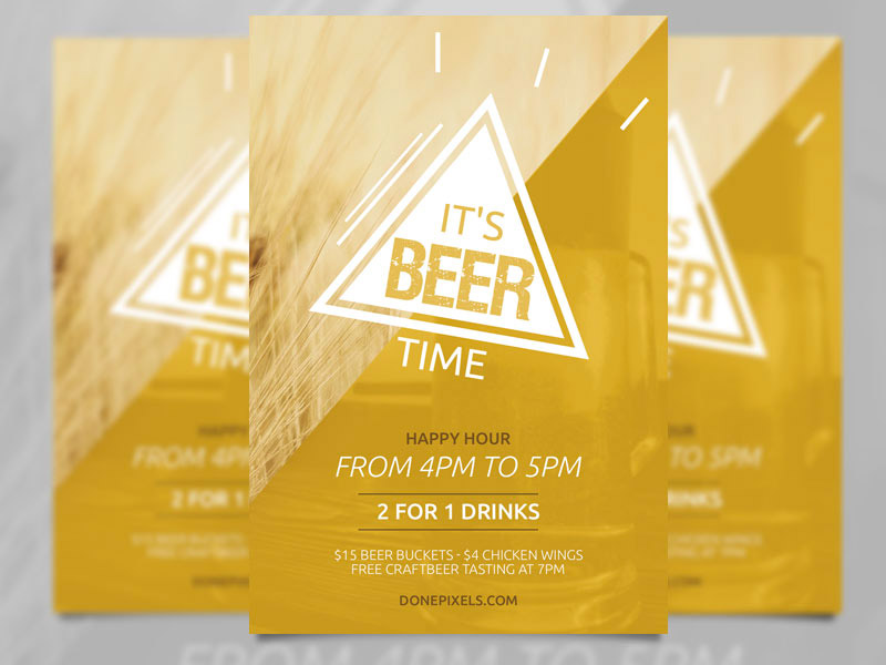 Template per Flyer in PSD da Scaricare Gratis - Beer Time