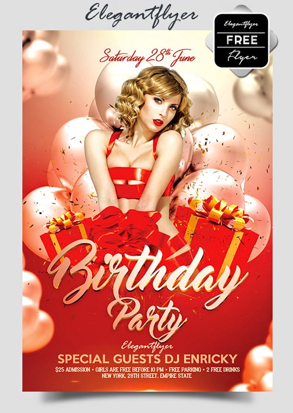 Template per Flyer in PSD da Scaricare Gratis - Birthday Party