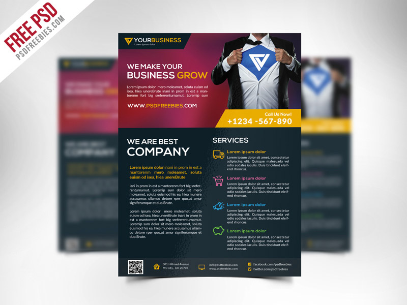 Template per Flyer in PSD da Scaricare Gratis - Corporate Business