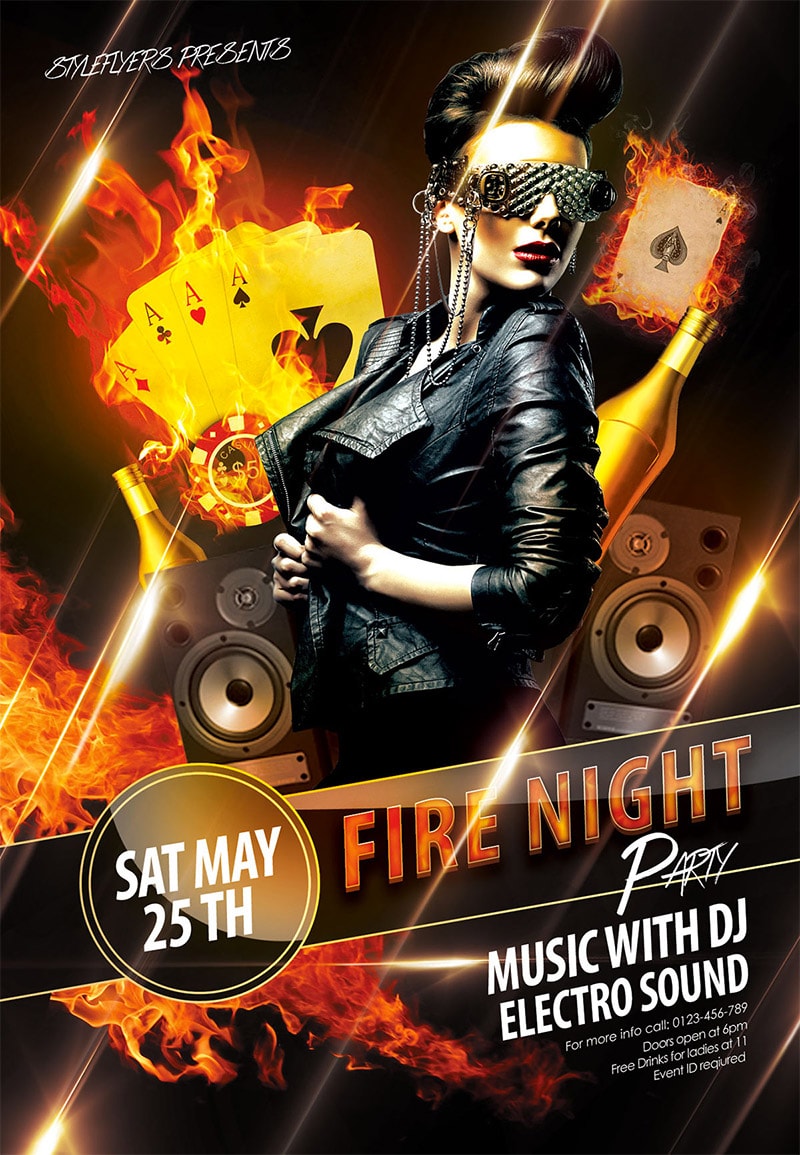 Template per Flyer in PSD da Scaricare Gratis - Fire Night Party