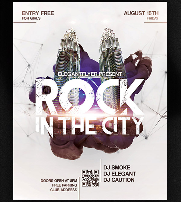 Template per Flyer in PSD da Scaricare Gratis - Rock In The City