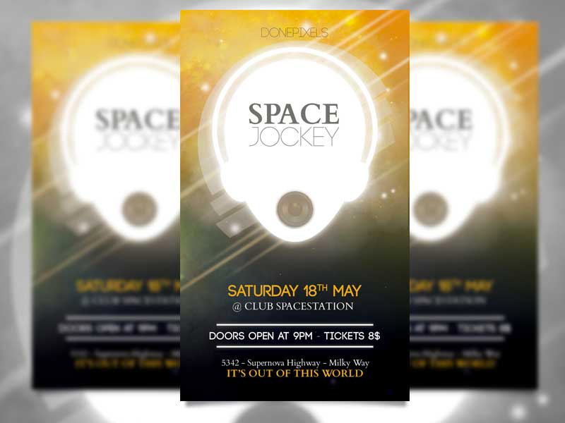 Template per Flyer in PSD da Scaricare Gratis - Space Jockey