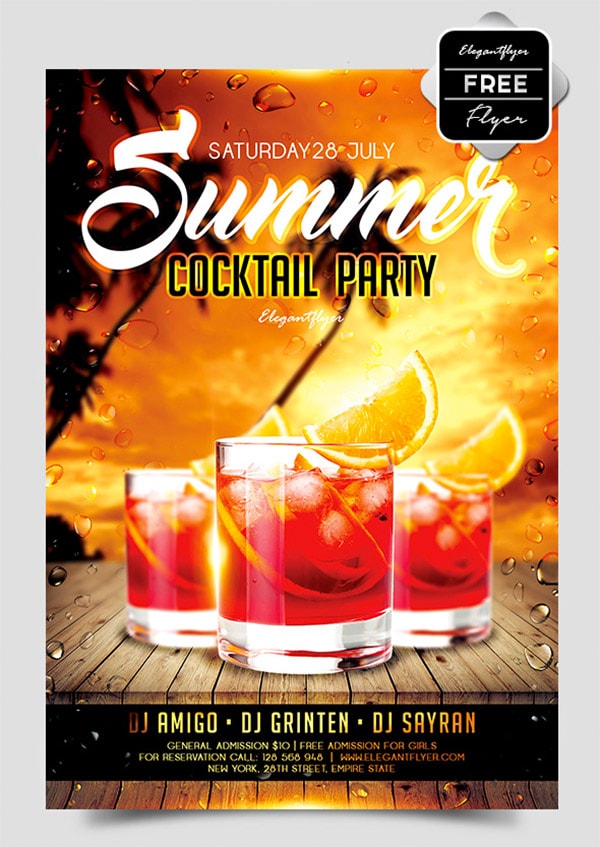 Template per Flyer in PSD da Scaricare Gratis - Summer Cocktail Party