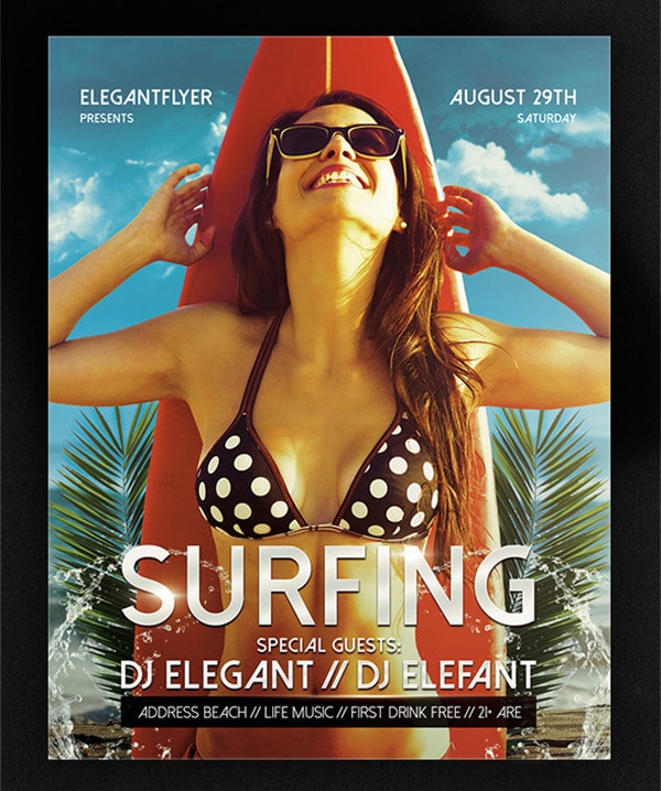 Template per Flyer in PSD da Scaricare Gratis - Surfing