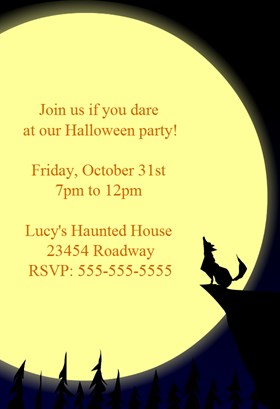 Biglietti di Invito per Feste di Halloween - Full Moon