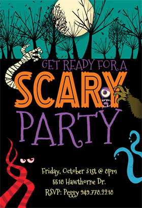 Biglietti di Invito per Feste di Halloween - Scary Party