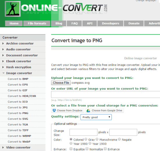 Siti per Convertire Immagini SVG in PNG - Online-Convert