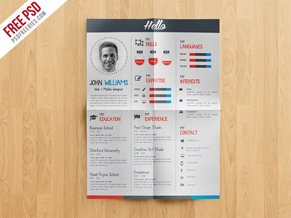 33 Modelli di Curriculum in PSD e AI per Photoshop e Illustrator - creative resume CV