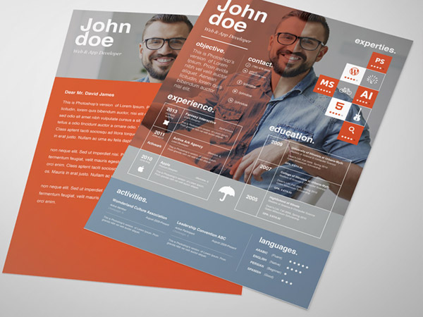 33 Modelli di Curriculum in PSD e AI per Photoshop e Illustrator - free resume template