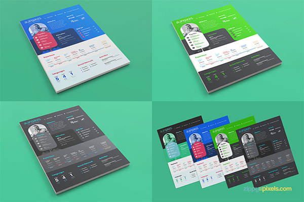 33 Modelli di Curriculum in PSD e AI per Photoshop e Illustrator - modern resume