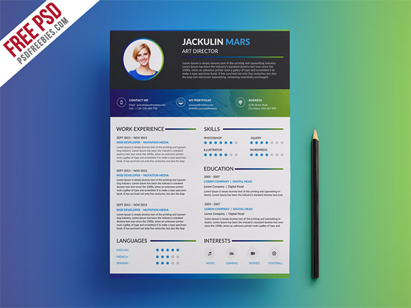 33 Modelli di Curriculum in PSD e AI per Photoshop e Illustrator - resume template 2