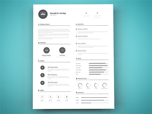 33 Modelli di Curriculum in PSD e AI per Photoshop e Illustrator - resume template