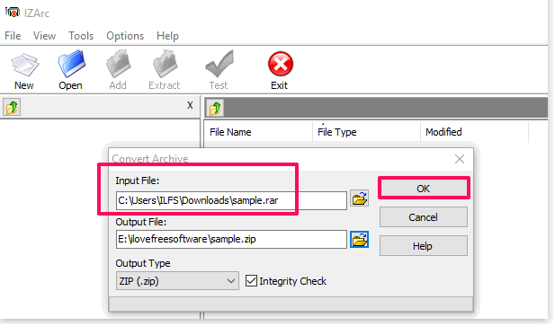 Convertire File RAR in ZIP - IZArc