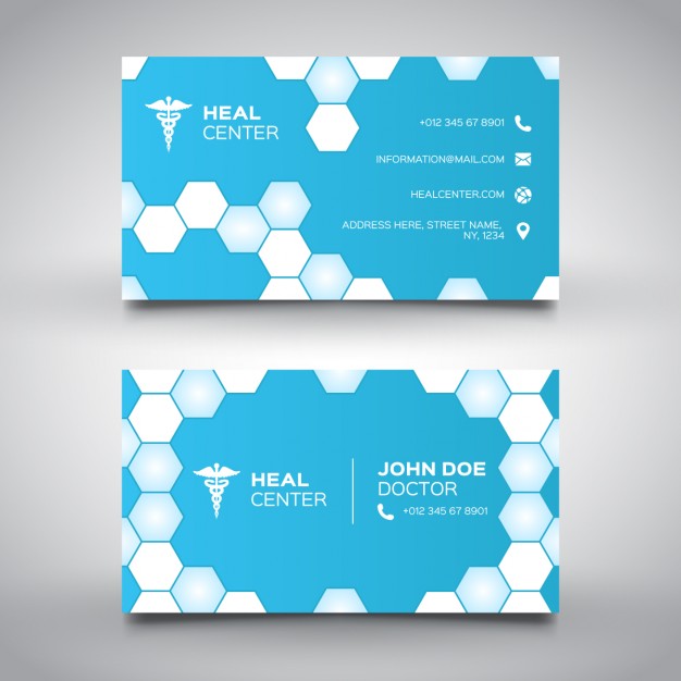 Modelli di Biglietti da Visita per Infermieri - Blue medical card with hexagons