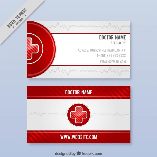 Modelli di Biglietti da Visita per Infermieri - Medical card with red details