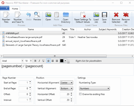 Hexonic PDF Numberer