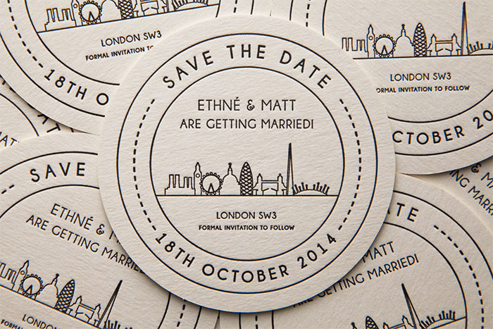 London landmarks beer mat invitation