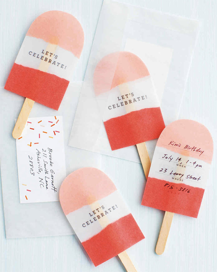 No-Melt popsicle invitations