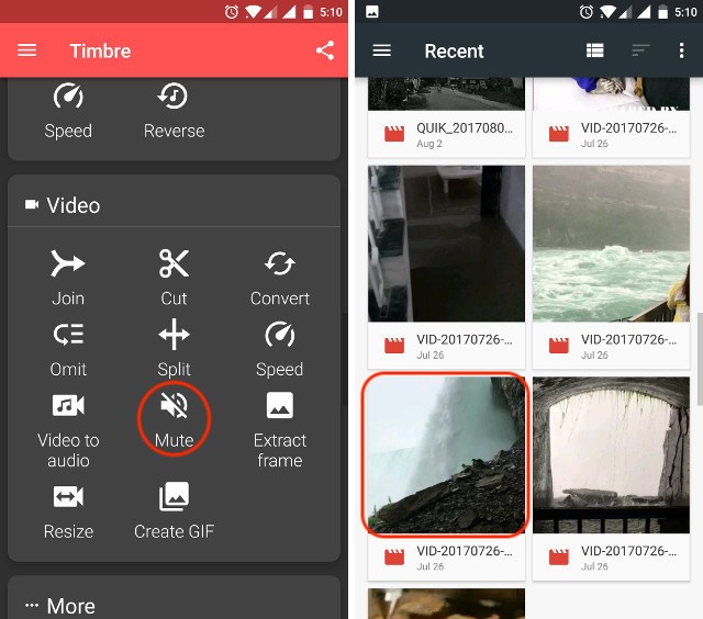 Eliminare audio da video Android