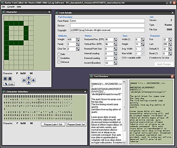 Raster Font Editor
