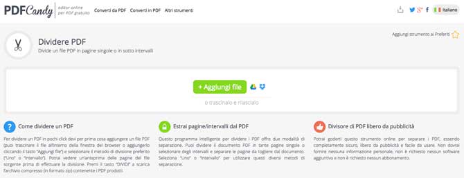 dividere pdf online con pdfcandy